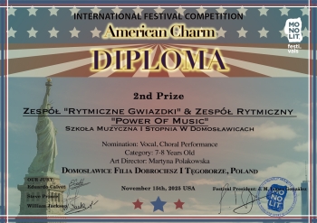 AmericanCharm_Diploma-2nd-Zespół-'Rytmiczne-Gwiazdki'-&-Zespół-Rytmiczny-'Power-Of-Music'