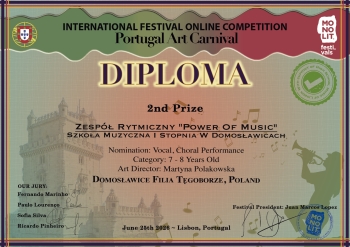 PortugalArtCarnaval-Diploma-2nd-Zespół-Rytmiczny-'Power-Of-Music'