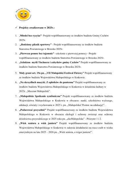 Projekty zrealizowane w 2025r.