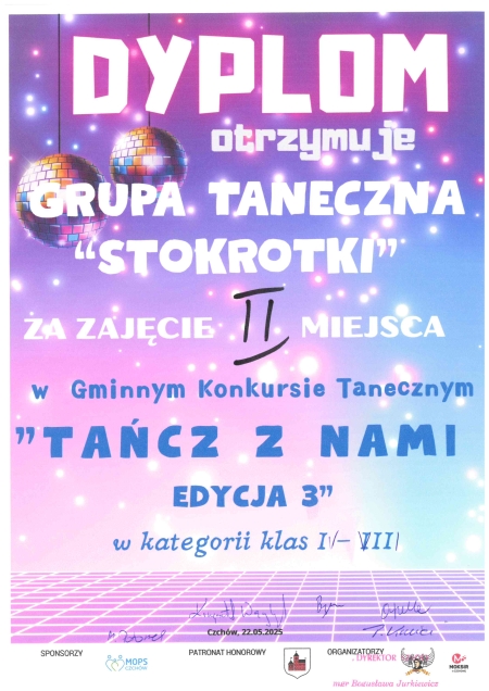 Gratulacje dla uczennic z klasy 2, 3 i 4 za zajęcie II miejsca w Gminnym Konkursie Taneczn