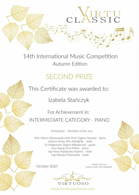 Gratulacje dla naszej absolwentki Izabeli Stańczyk