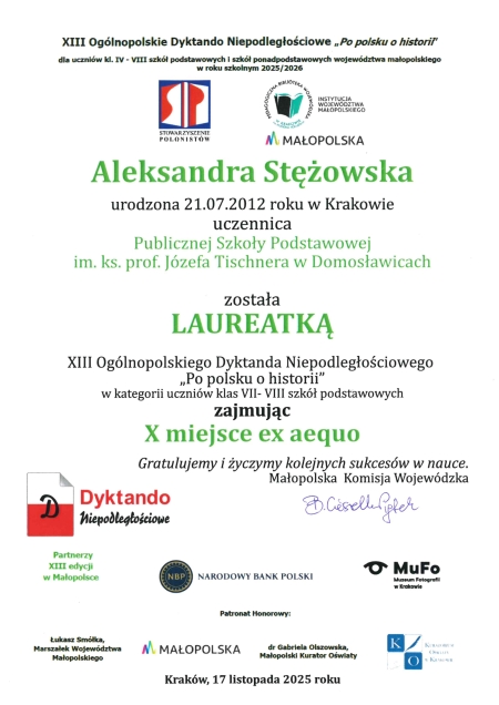 Gratulacje - Aleksandra Stężowska