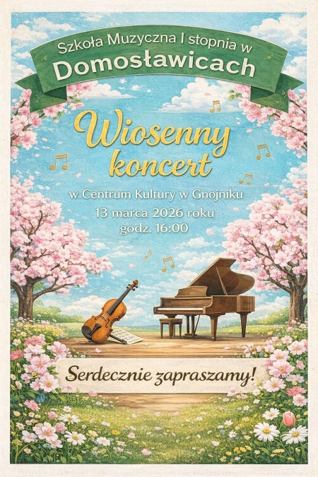 Zapraszamy serdecznie na Wiosenny Koncert uczniów filii Gnojnik